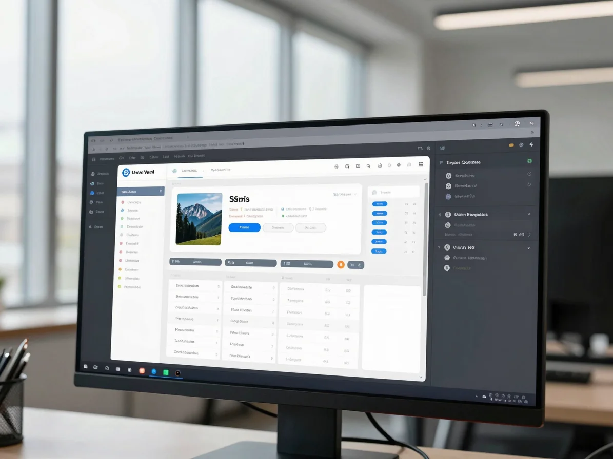 Close-up of a software dashboard on a monitor setup, showing conn